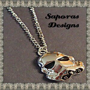 Silver Tone & Black Storm Trooper Theme Star Wars Necklace